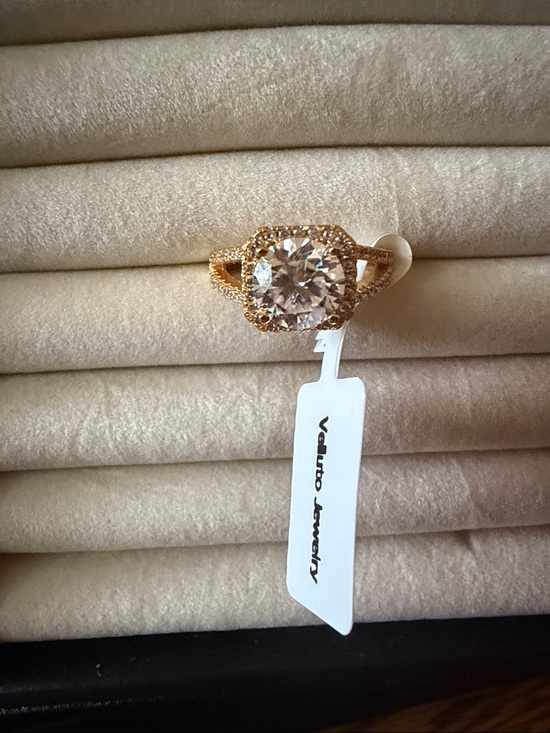 Moissanite Jewelry - 18K Gold plated over Sterling Silver Ring with 3K moissanite stone ring